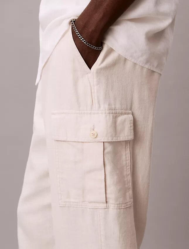 Linen Cotton Relaxed Straight Cargo Pants Linen Cotton Relaxed Straight Cargo Pants