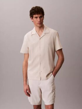 Linen Cotton Short Sleeve Button-Down Shirt