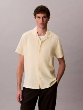 Linen Cotton Short Sleeve Button-Down Shirt