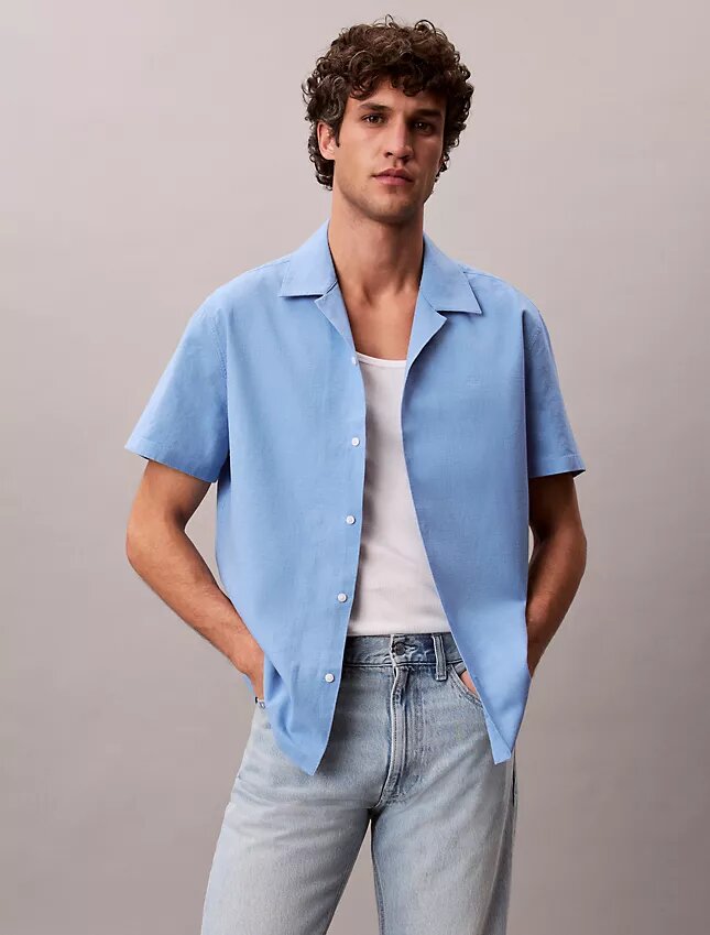 Linen Cotton Short Sleeve Button-Down Shirt Linen Cotton Short Sleeve Button-Down Shirt