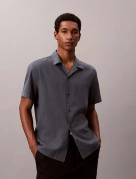 Linen Cotton Short Sleeve Button-Down Shirt