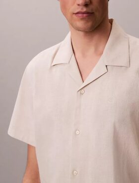 Linen Cotton Short Sleeve Button-Down Shirt