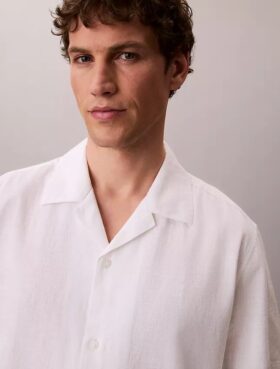 Linen Cotton Short Sleeve Button-Down Shirt