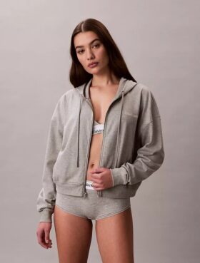 Logo Cotton Jersey Full Zip Hoodie Logo Cotton Jersey Full Zip Hoodie