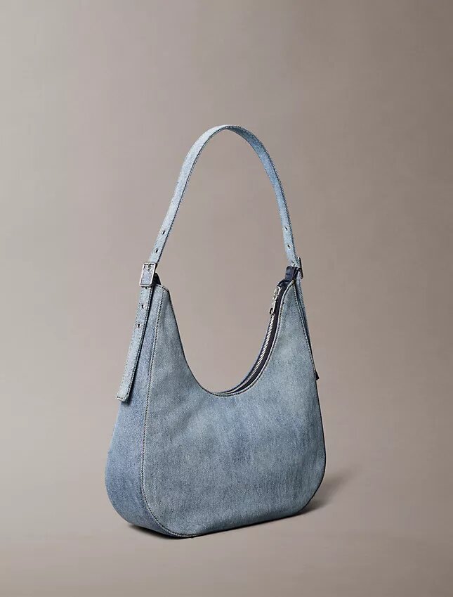 Logo Denim Crescent Crossbody Bag Logo Denim Crescent Crossbody Bag