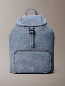 Logo Denim Mini Flap Backpack
