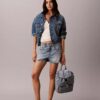 Logo Denim Mini Flap Backpack Logo Denim Mini Flap Backpack