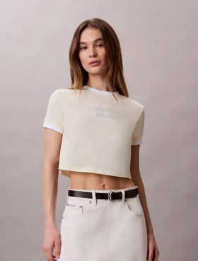 Logo Graphic Cropped Ringer T-Shirt