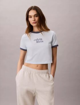 Logo Graphic Cropped Ringer T-Shirt