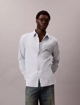 Logo Graphic Washed Oxford Button-Down Shirt