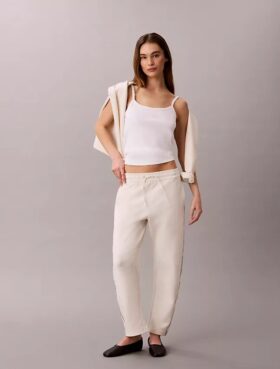 Logo Tape Barrel Pants