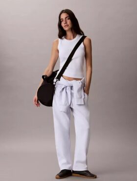 Logo Tape Barrel Pants