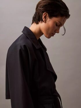 Long Wool Twill Blend Trench Coat Long Wool Twill Blend Trench Coat