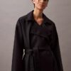 Long Wool Twill Blend Trench Coat Long Wool Twill Blend Trench Coat