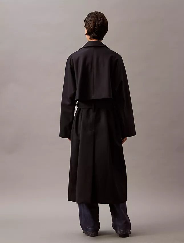 Long Wool Twill Blend Trench Coat Long Wool Twill Blend Trench Coat