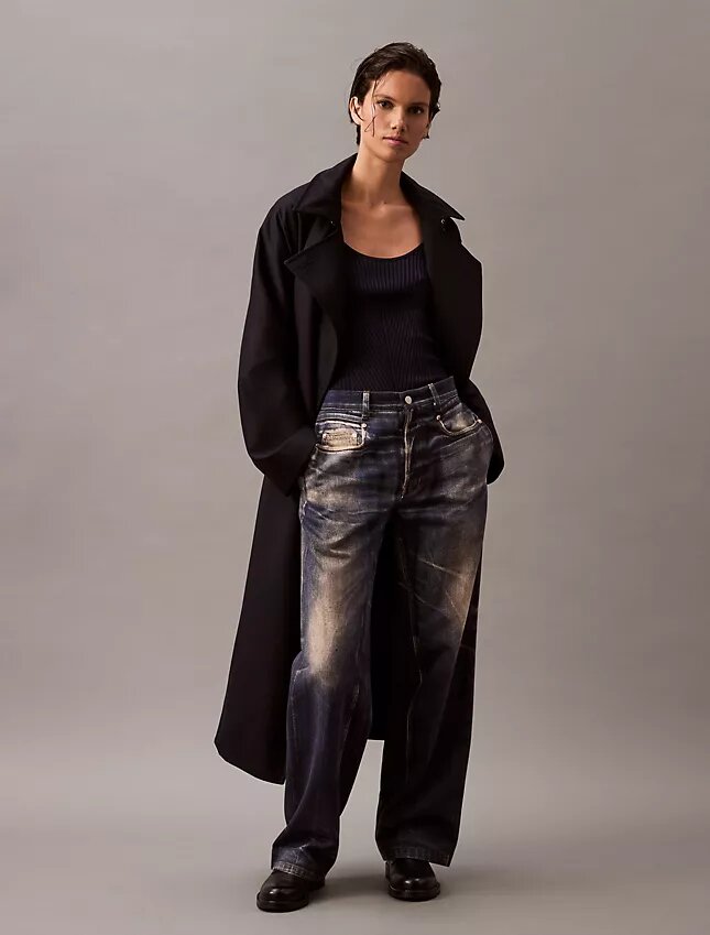 Long Wool Twill Blend Trench Coat Long Wool Twill Blend Trench Coat