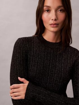 Lurex Merino Wool Blend Mini Sweater Dress