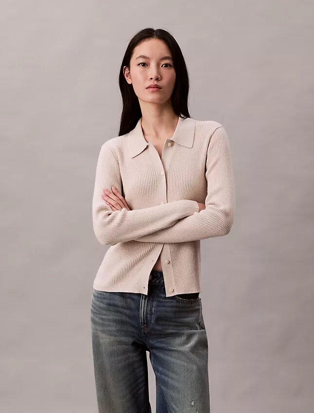 Lurex Merino Wool Blend Rib Cardigan Lurex Merino Wool Blend Rib Cardigan