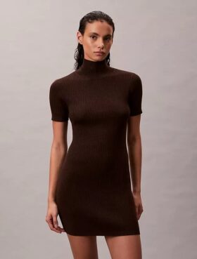 Lurex Merino Wool Blend Rib Sweater Dress