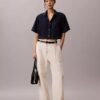 Lyocell Blend Cropped Boxy Shirt Lyocell Blend Cropped Boxy Shirt