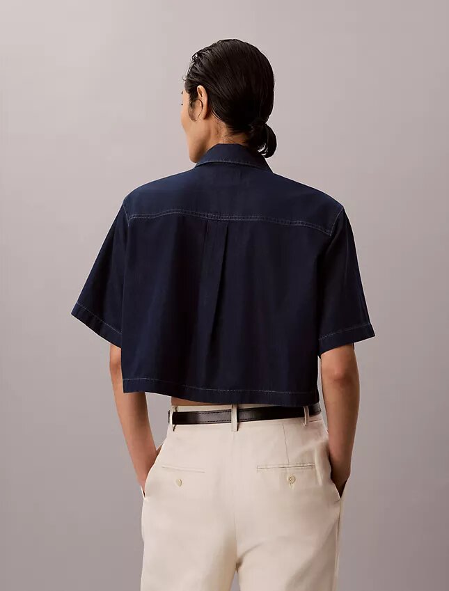 Lyocell Blend Cropped Boxy Shirt Lyocell Blend Cropped Boxy Shirt