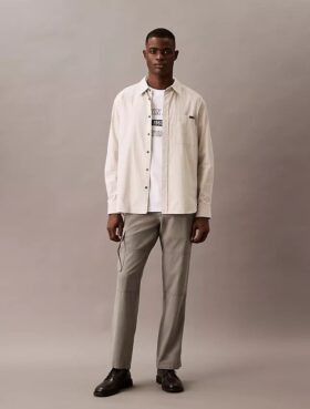 Lyocell Blend Garment Washed Straight Leg Cargo Pants