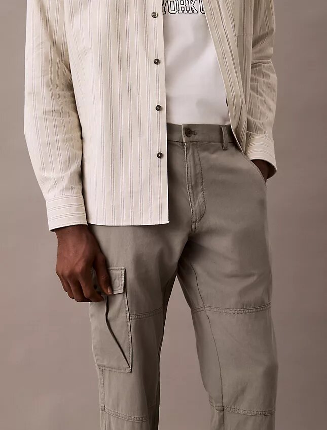 Lyocell Blend Garment Washed Straight Leg Cargo Pants Lyocell Blend Garment Washed Straight Leg Cargo Pants