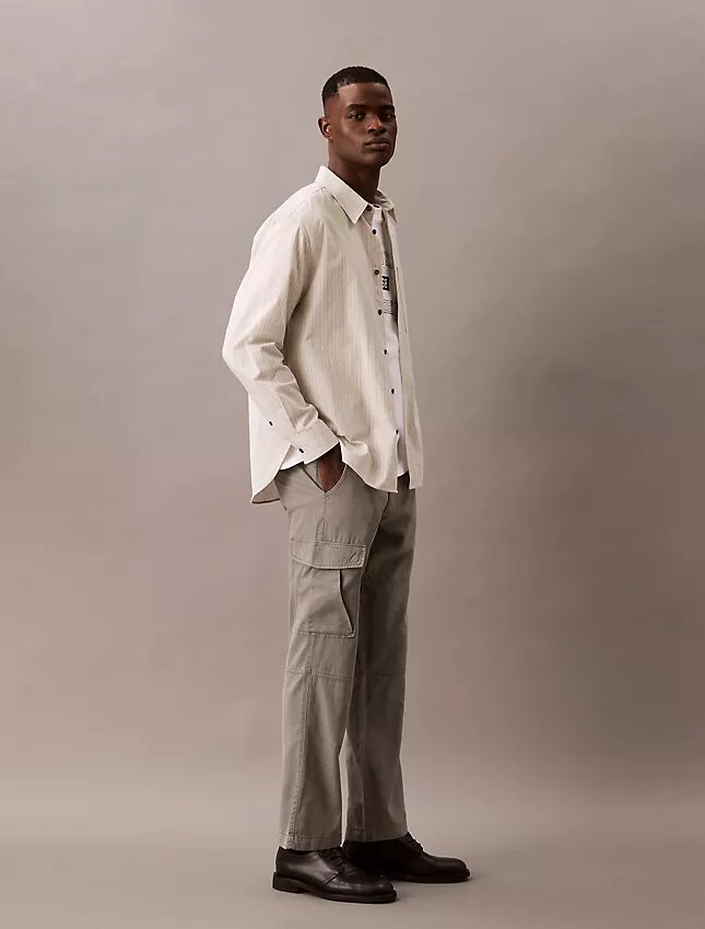 Lyocell Blend Garment Washed Straight Leg Cargo Pants Lyocell Blend Garment Washed Straight Leg Cargo Pants