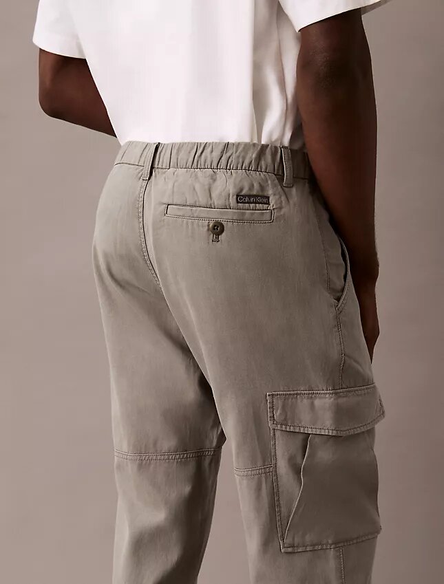 Lyocell Blend Garment Washed Straight Leg Cargo Pants Lyocell Blend Garment Washed Straight Leg Cargo Pants