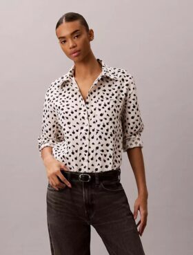 Lyocell Roll Tab Button-Down Shirt