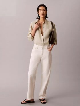 Lyocell Roll Tab Button-Down Shirt