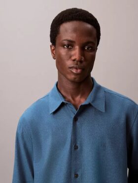 Melange Flannel Relaxed Button-Down Shirt