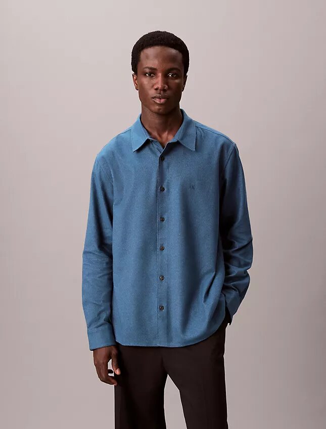 Melange Flannel Relaxed Button-Down Shirt Melange Flannel Relaxed Button-Down Shirt