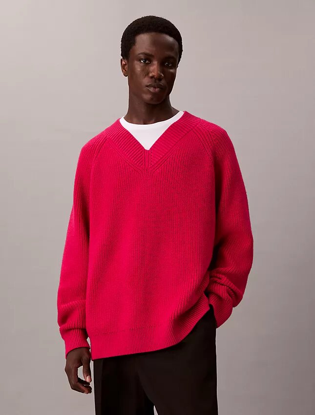 Merino Wool Blend Relaxed V-Neck Sweater Merino Wool Blend Relaxed V-Neck Sweater