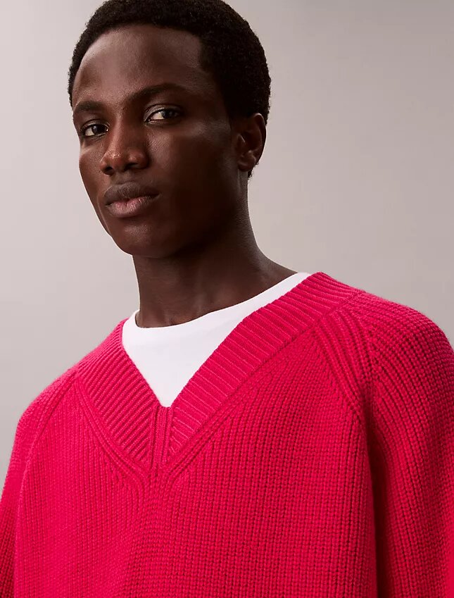 Merino Wool Blend Relaxed V-Neck Sweater Merino Wool Blend Relaxed V-Neck Sweater