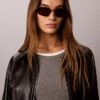 Metal Slim Modified Rectangle Sunglasses