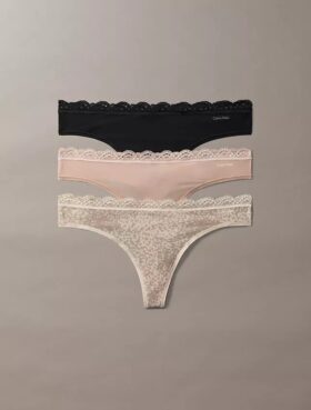 Microfiber Stretch with Lace 3-Pack Thong