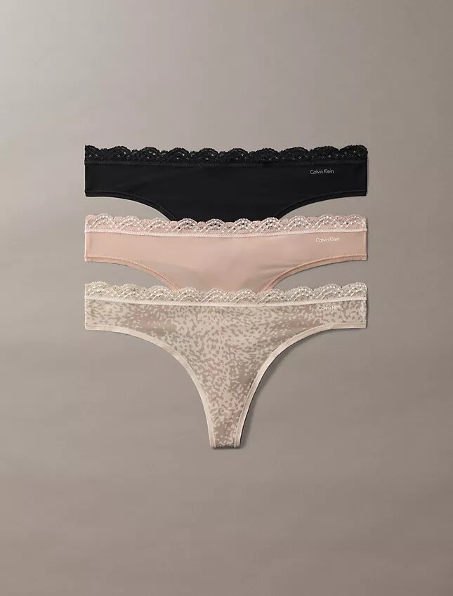 Microfiber Stretch with Lace 3-Pack Thong Microfiber Stretch with Lace 3-Pack Thong