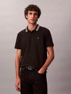 Monogram Pique Tipped Classic Polo Shirt