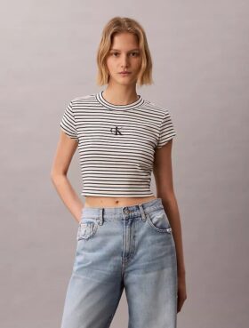 Monogram Stripe Rib Baby Tee