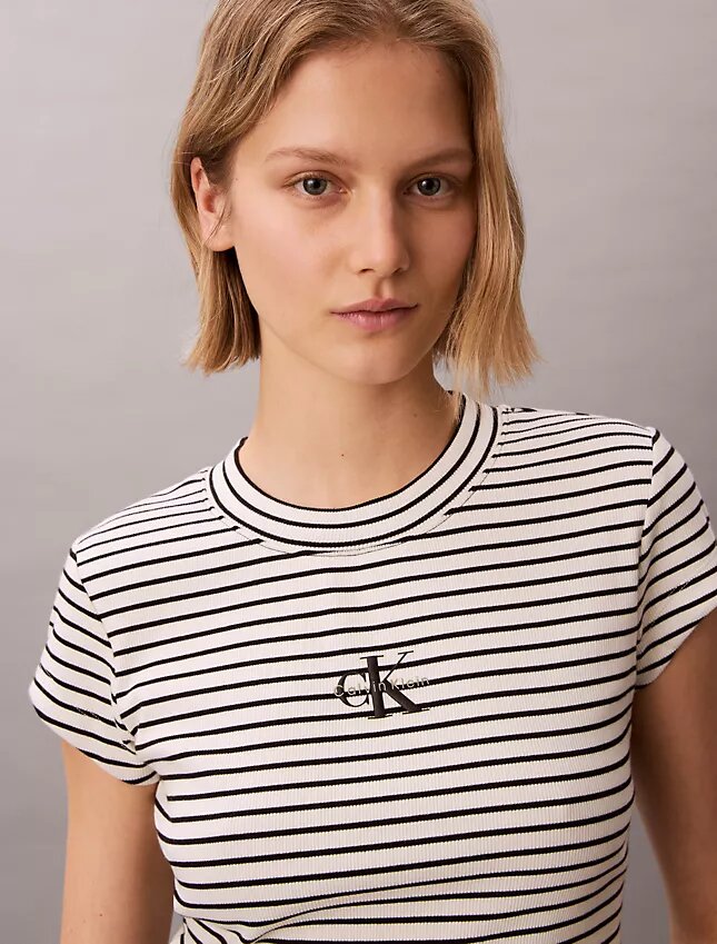 Monogram Stripe Rib Baby Tee Monogram Stripe Rib Baby Tee