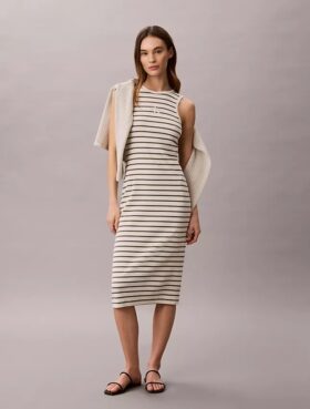Monologo Rib Stripe Midi Dress