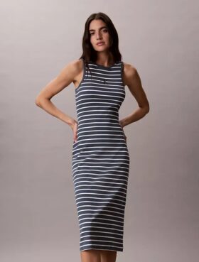 Monologo Rib Stripe Midi Dress