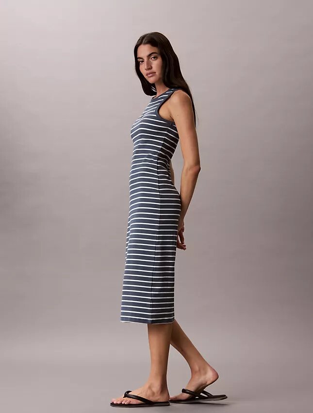 Monologo Rib Stripe Midi Dress Monologo Rib Stripe Midi Dress