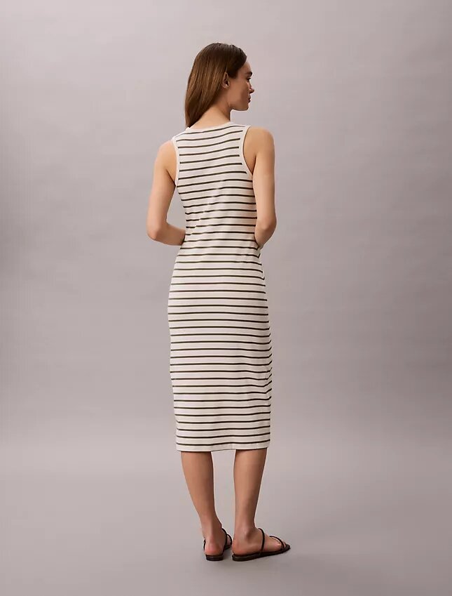 Monologo Rib Stripe Midi Dress Monologo Rib Stripe Midi Dress