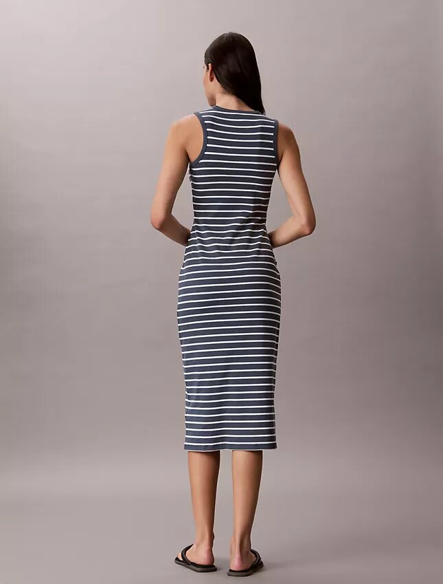 Monologo Rib Stripe Midi Dress Monologo Rib Stripe Midi Dress