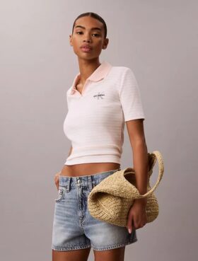 Monologo Stripe Rib Polo T-Shirt