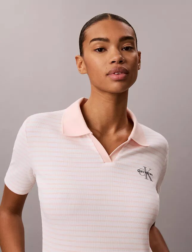 Monologo Stripe Rib Polo T-Shirt Monologo Stripe Rib Polo T-Shirt