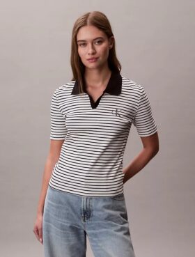 Monologo Stripe Rib Polo T-Shirt