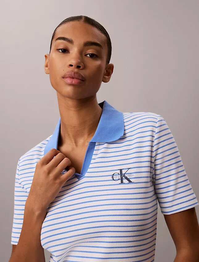 Monologo Stripe Rib Polo T-Shirt Monologo Stripe Rib Polo T-Shirt